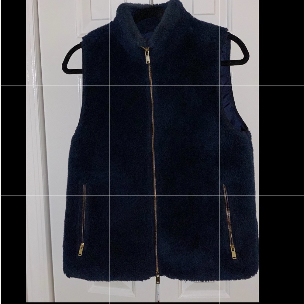J Crew navy blue fleece vest